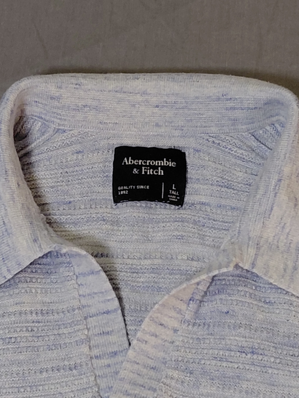 Abercrombie & Fitch Johnny Collar Sweater Polo Light Blue Size L Tall